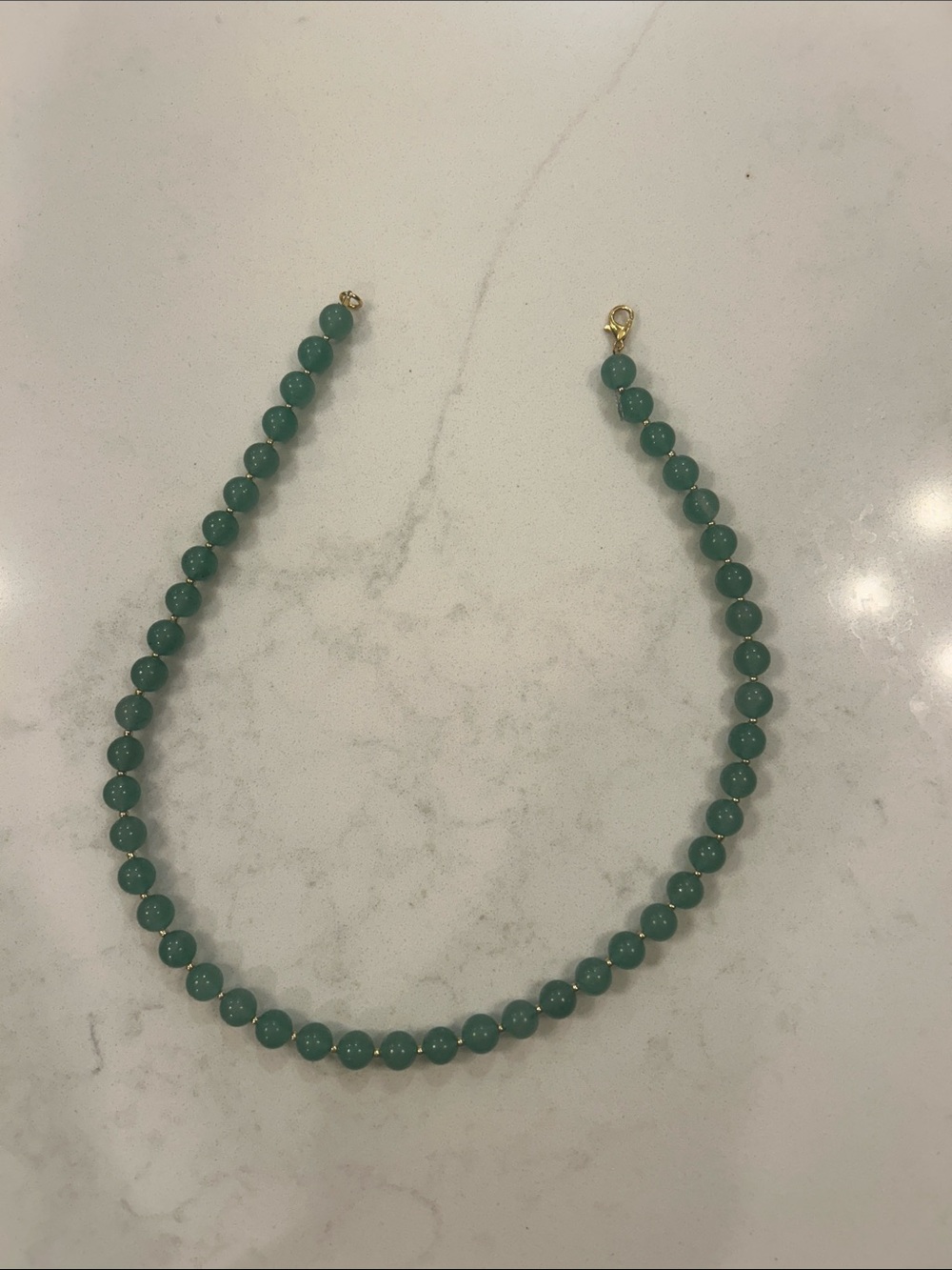 Green Beaded Necklace - Classic Semi-Precious Stone Strand
